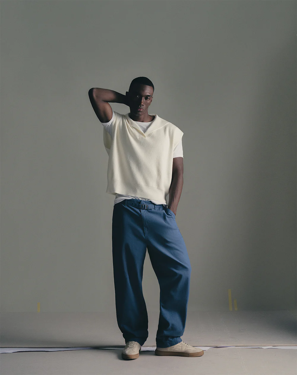 Pantalón chino drill algodón azul hombre - Image 4