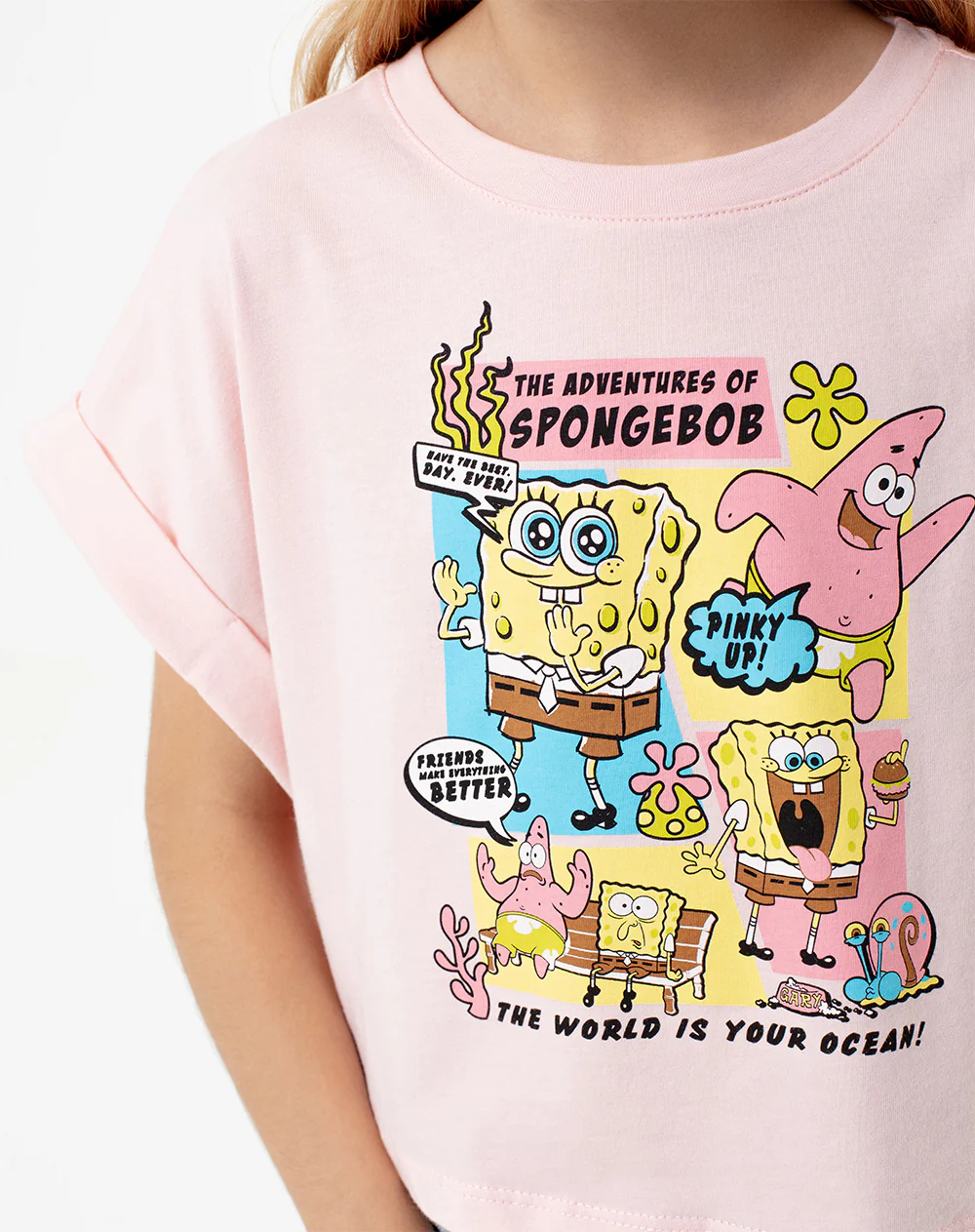 Camiseta regular Bob Esponja rosa niña - Image 3