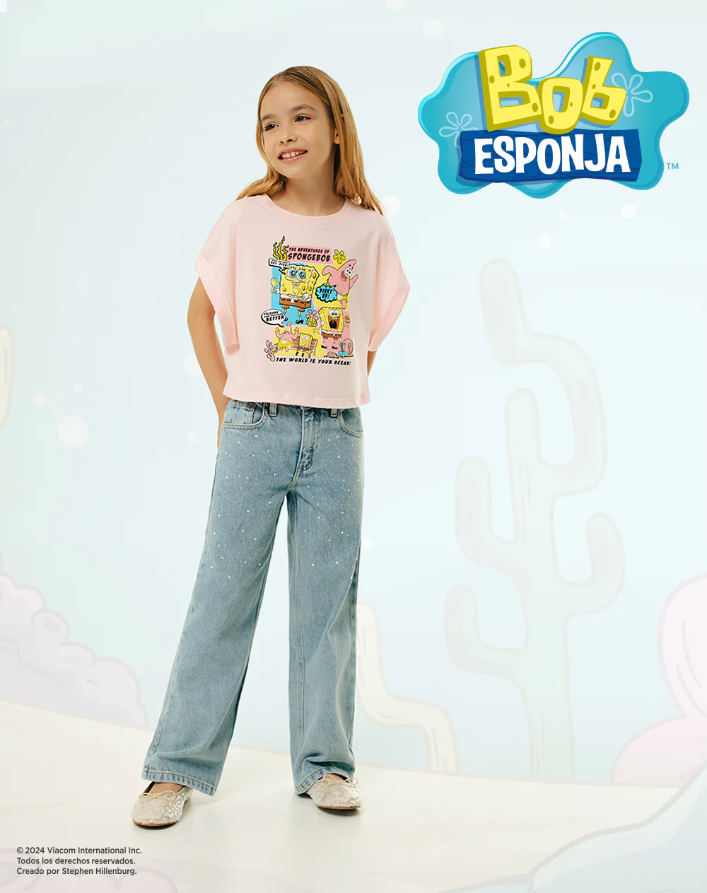 Camiseta regular Bob Esponja rosa niña - Image 6