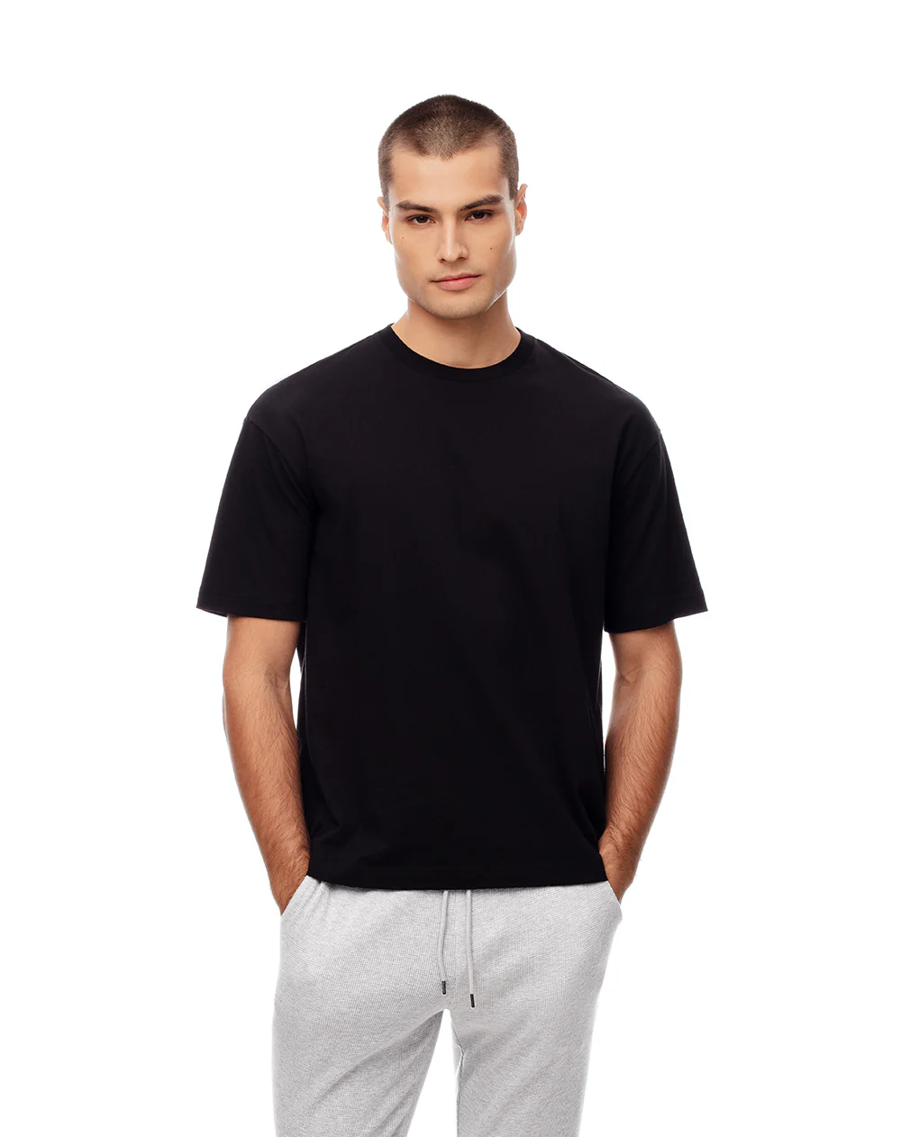 Camiseta relax algodón negra hombre