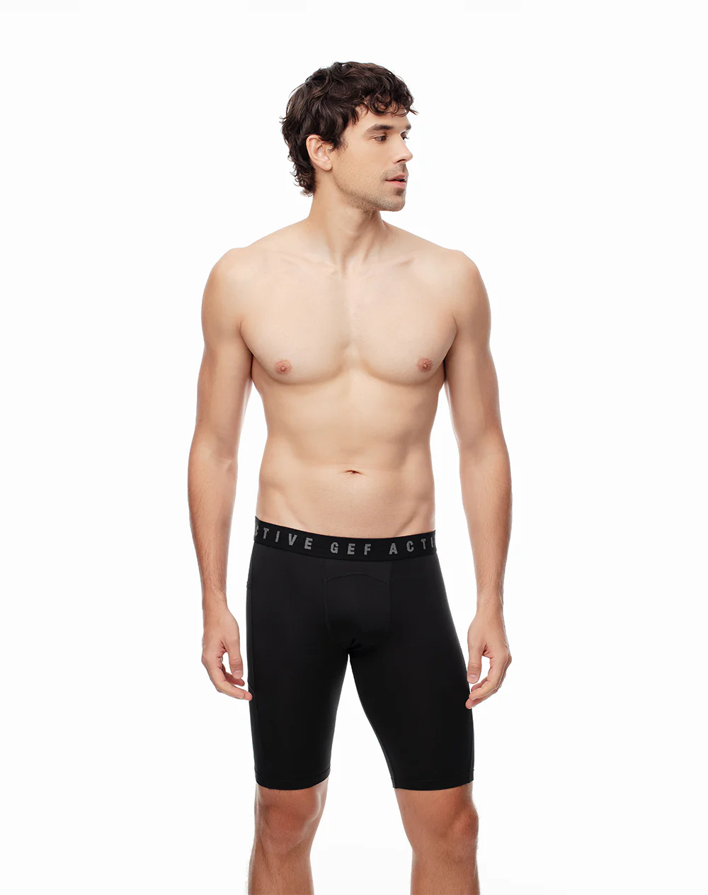Bóxer deportivo largo negro hombre
