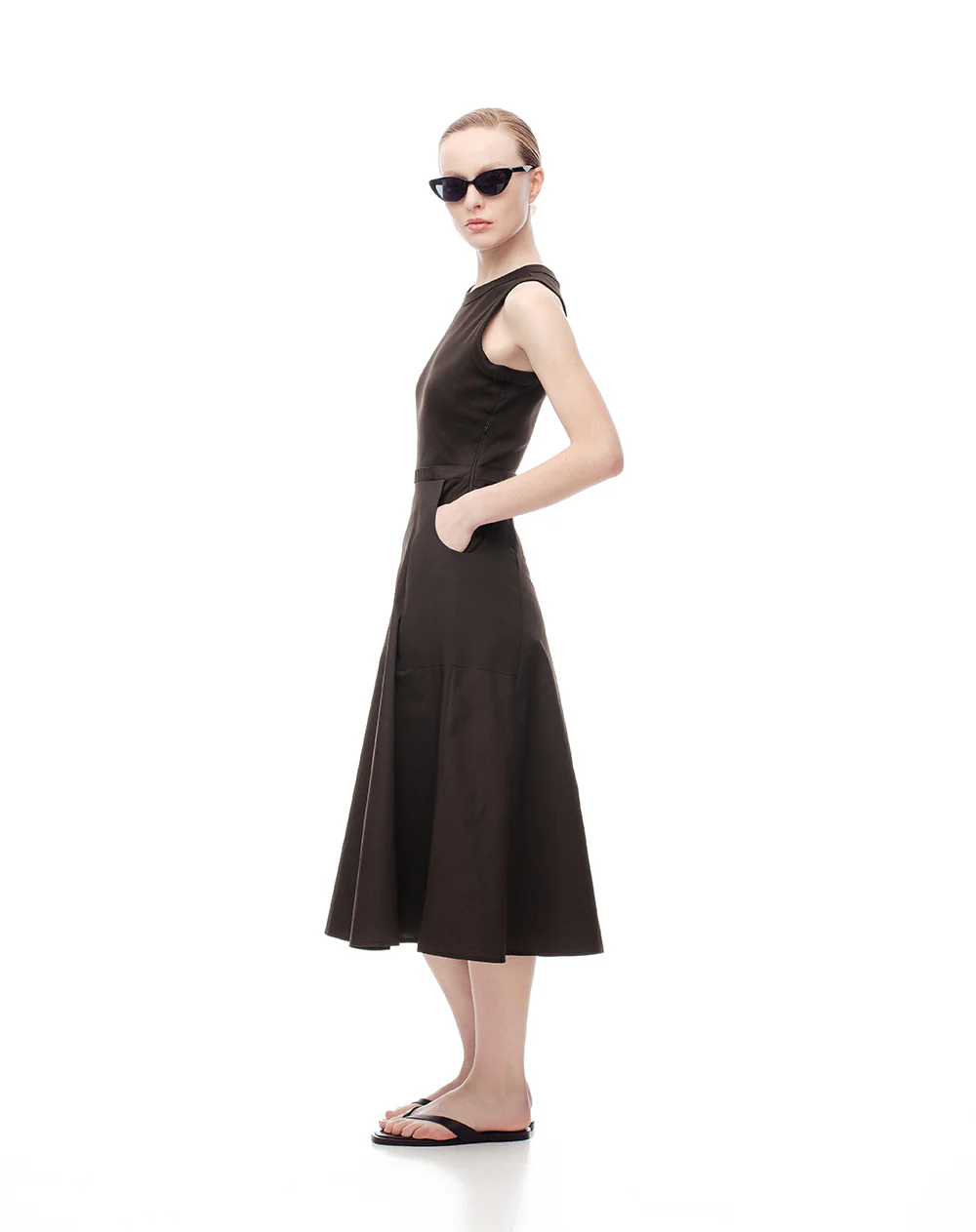 Vestido midi falda en A chocolate mujer - Image 4