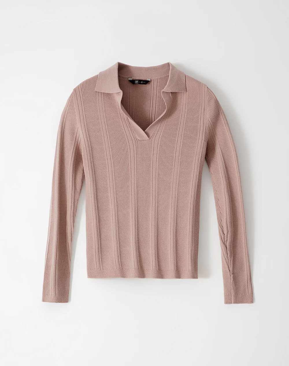 Camibuzo tipo polo slim tejido de punto taupe mujer - Image 5