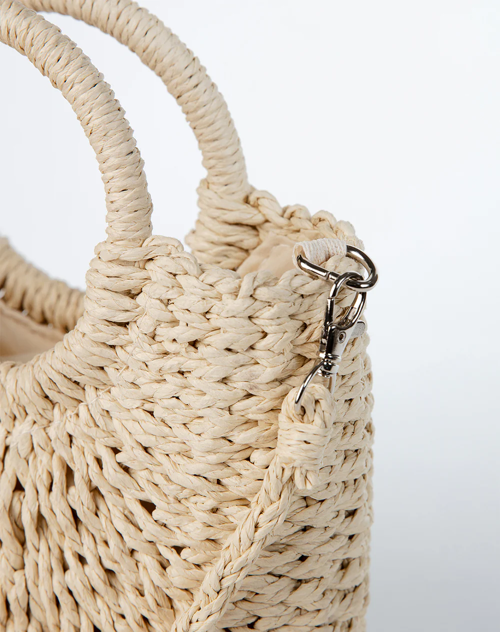 Bolso tipo cesta tejido beige mujer - Image 3