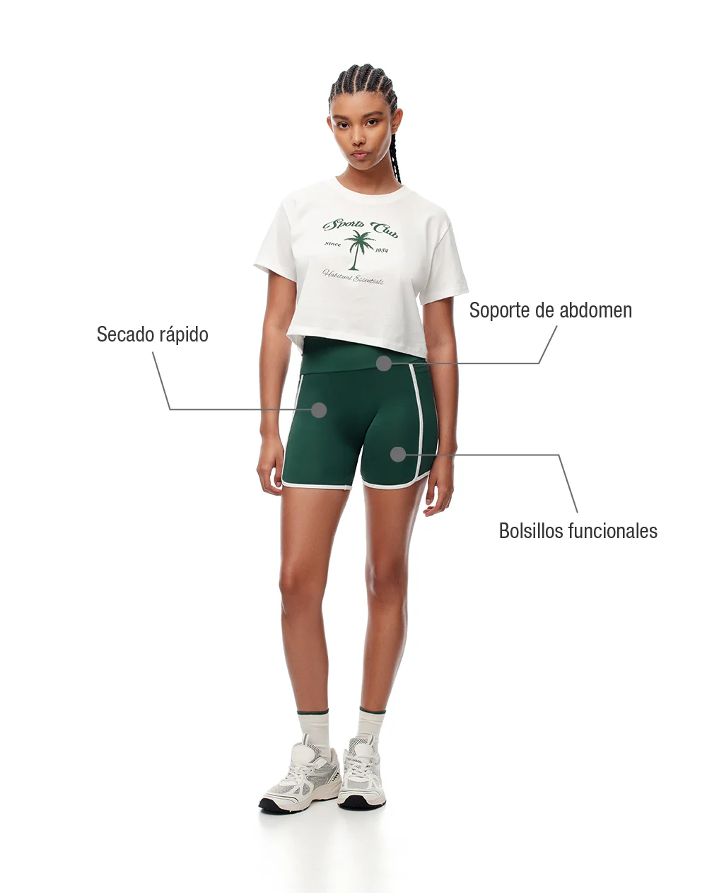 Biker deportivo secado rápido verde mujer - Image 2
