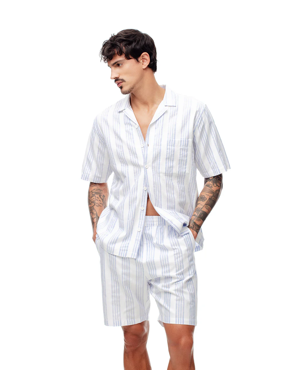 Bermuda algodón rayas hombre