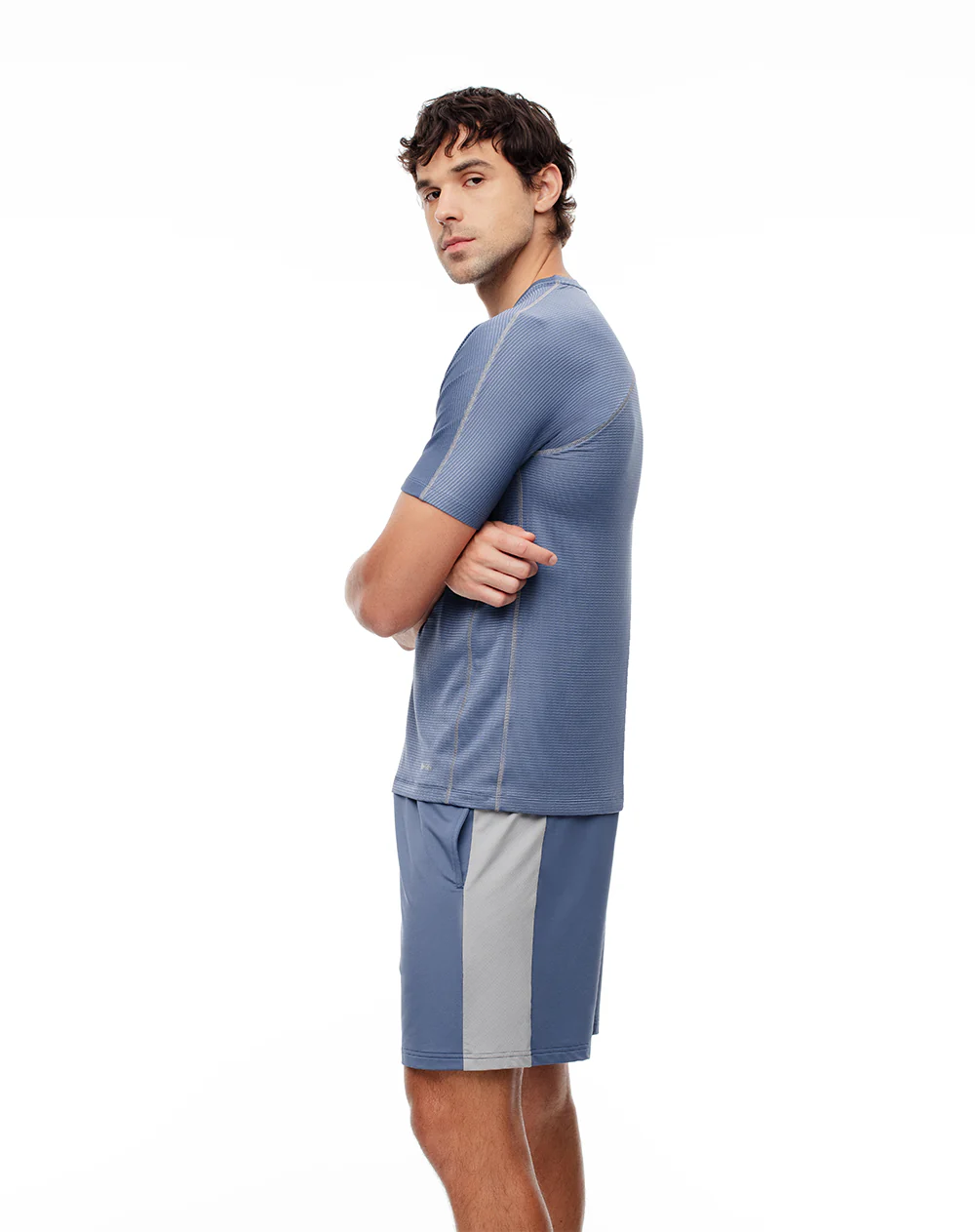 Pantaloneta deportiva antibacterial azul hombre - Image 4