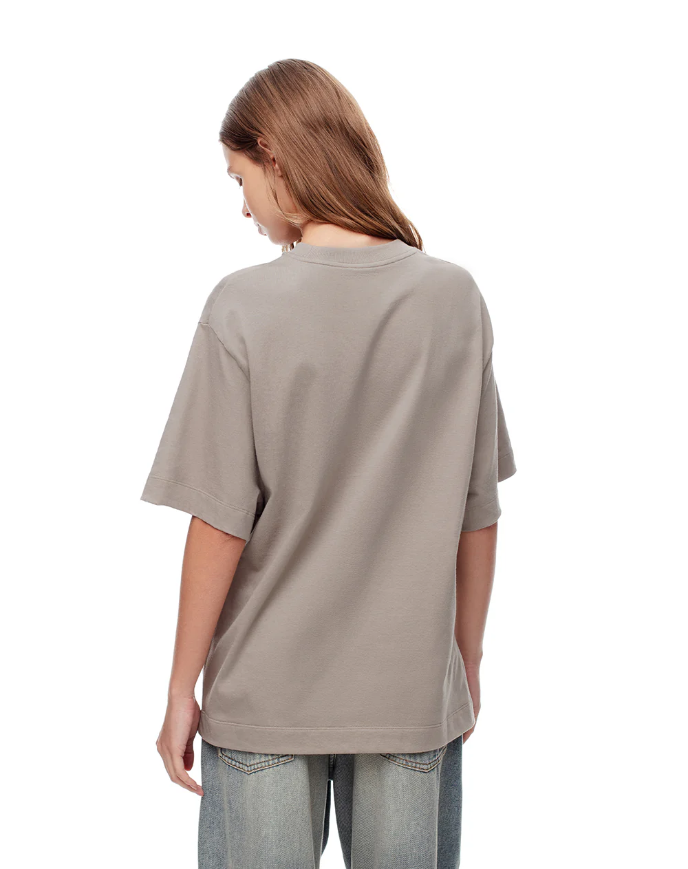Camiseta oversize algodón taupe estampada mujer - Image 2