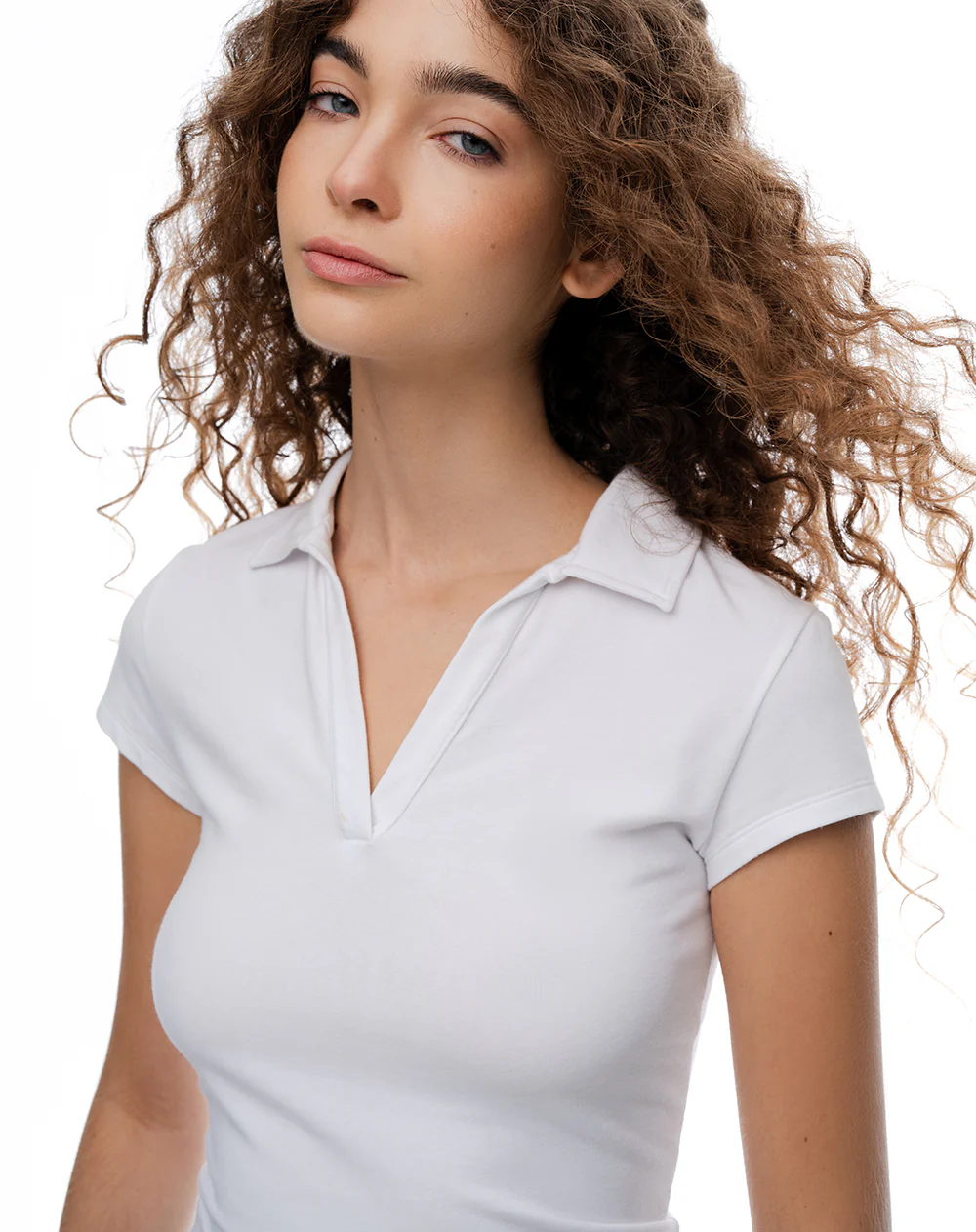 Polo slim algodón blanca mujer - Image 3