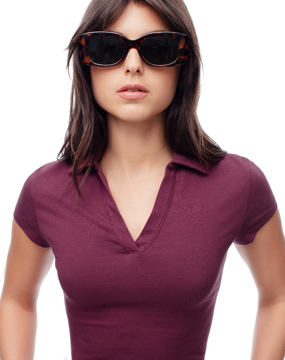 Polo slim algodón vino tinto mujer - Image 3