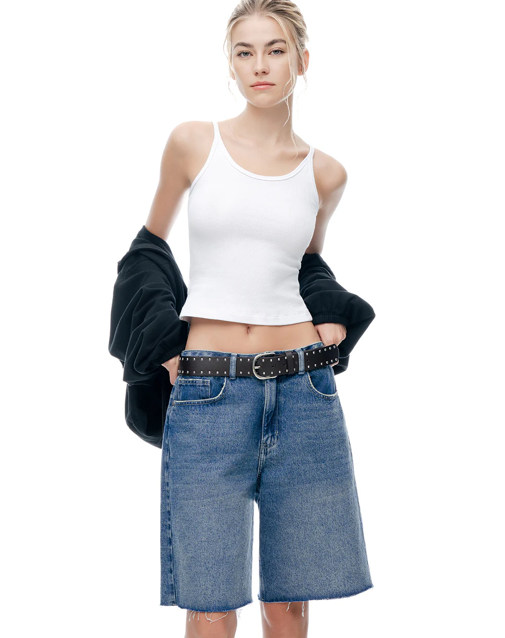 Camiseta manga sisa slim rib algodón blanca mujer - Image 4