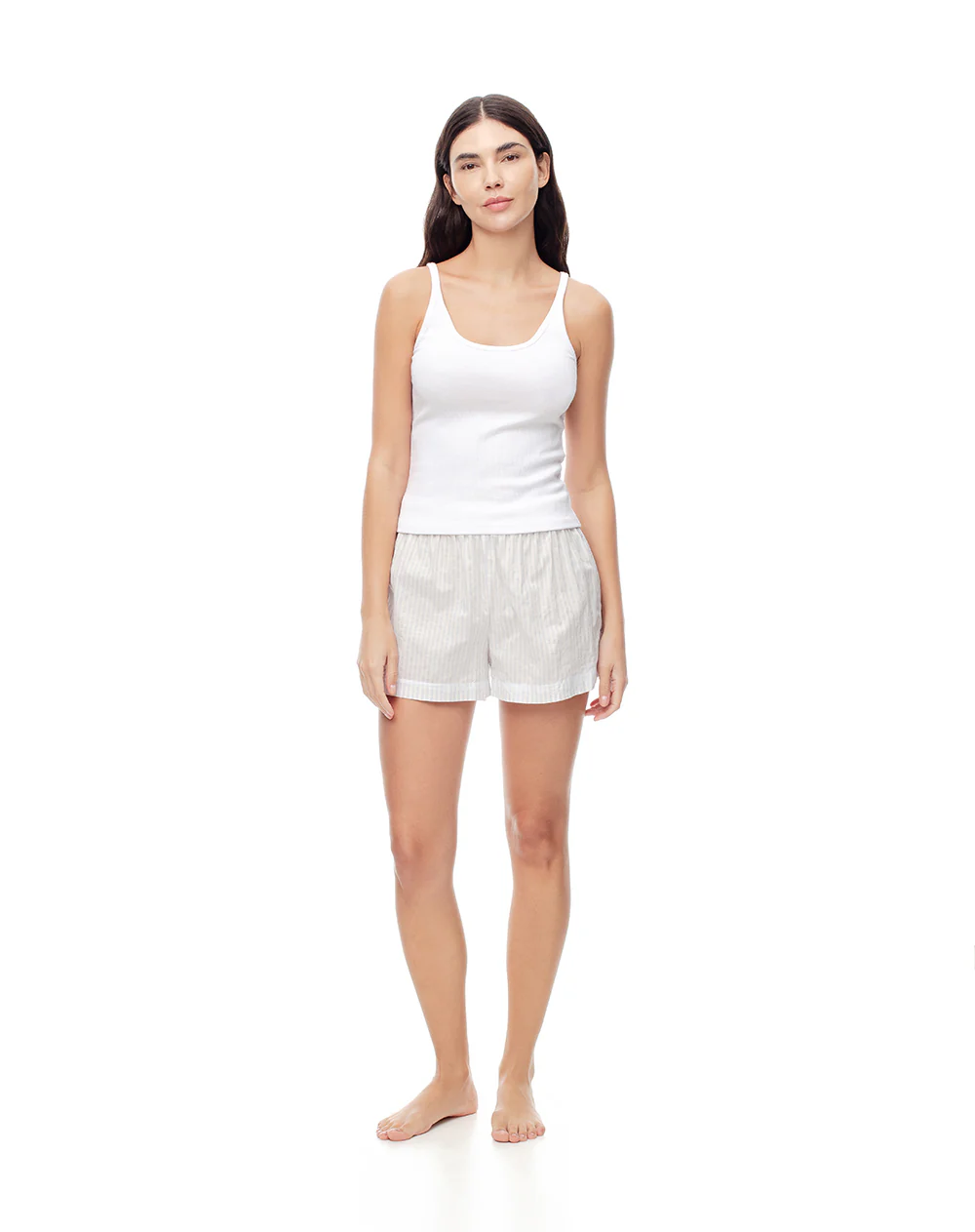 Camiseta manga sisa slim rib algodón blanca mujer - Image 5