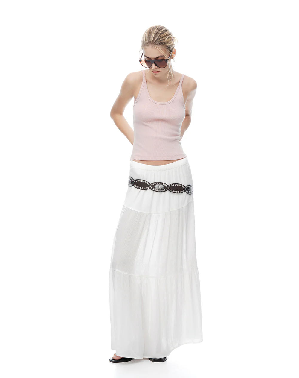 Camiseta manga sisa slim rib algodón rosa mujer - Image 3