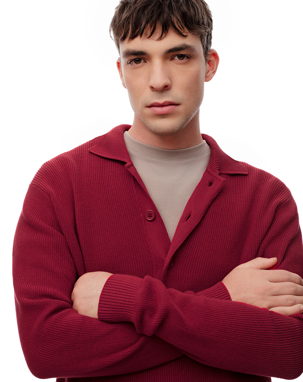 Buzo regular tejido de punto algodón rojo hombre