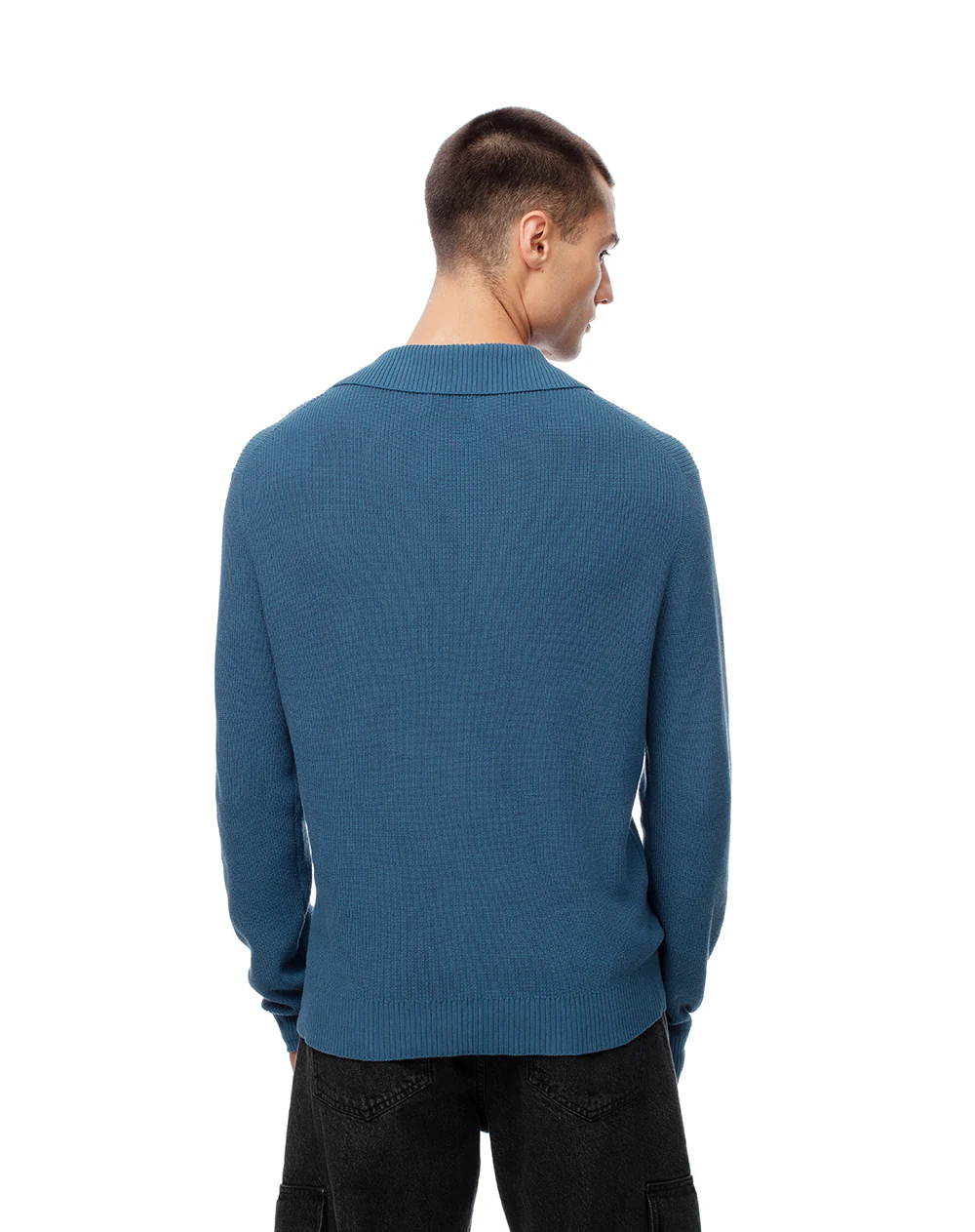 Buzo regular tejido de punto algodón azul hombre - Image 2