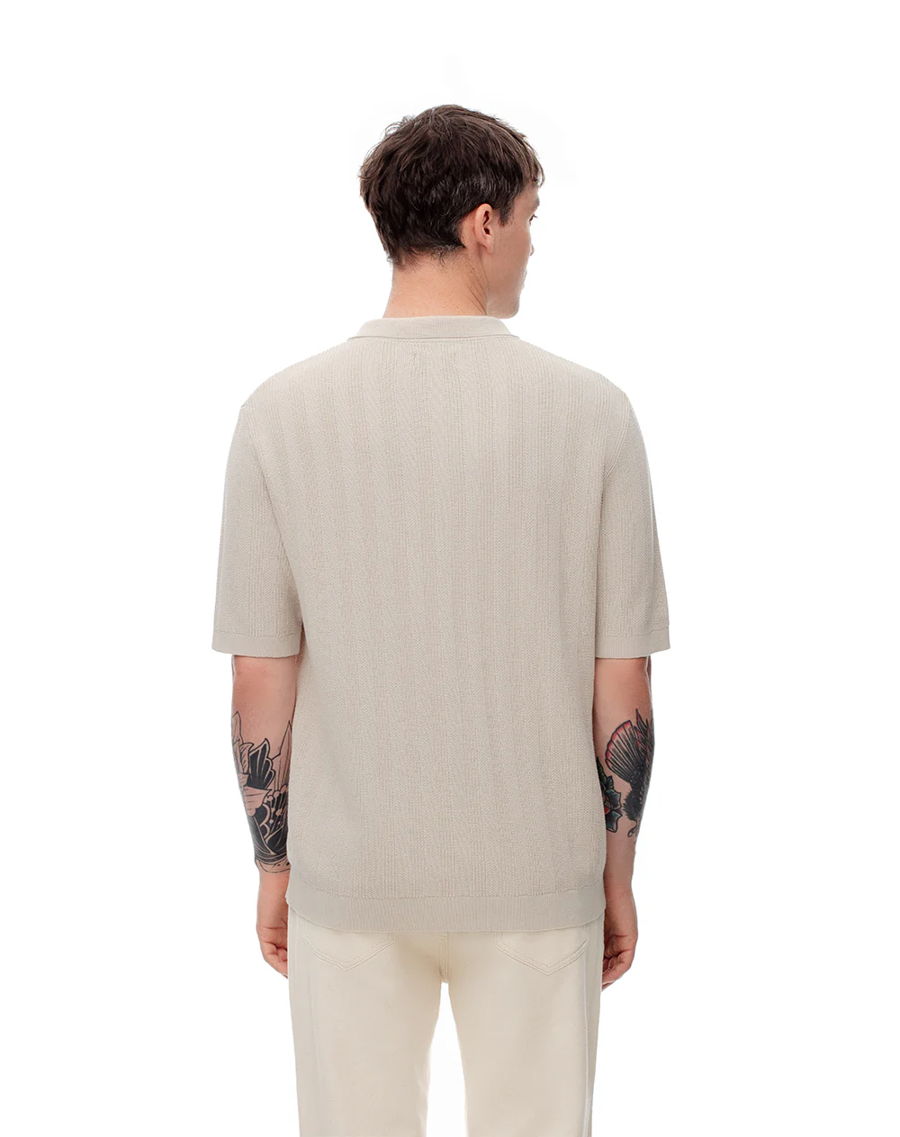 Polo regular tejido de punto algodón arena hombre - Image 2