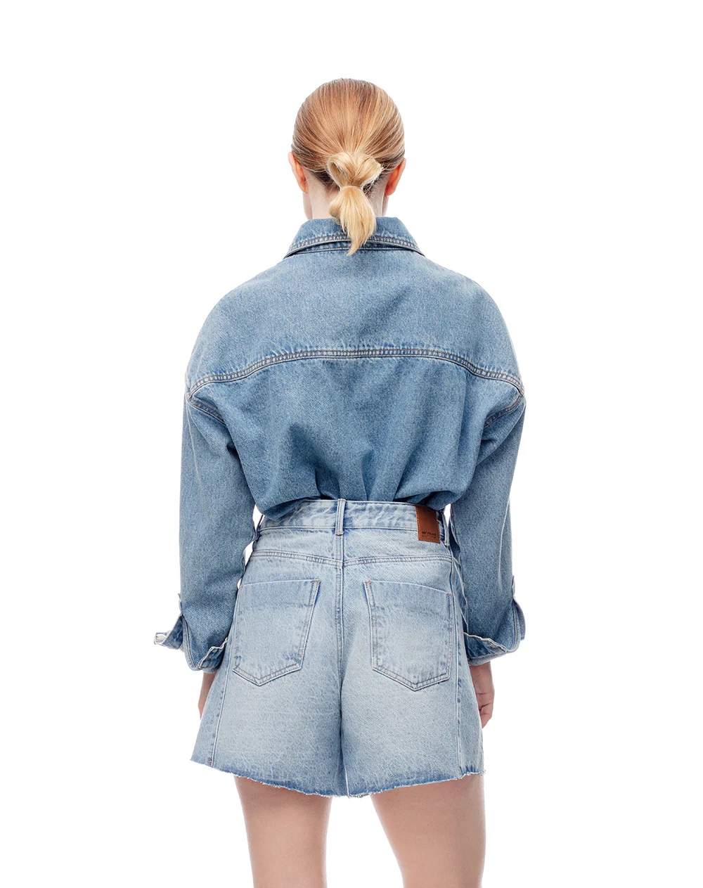Short tiro alto denim índigo medio mujer - Image 2
