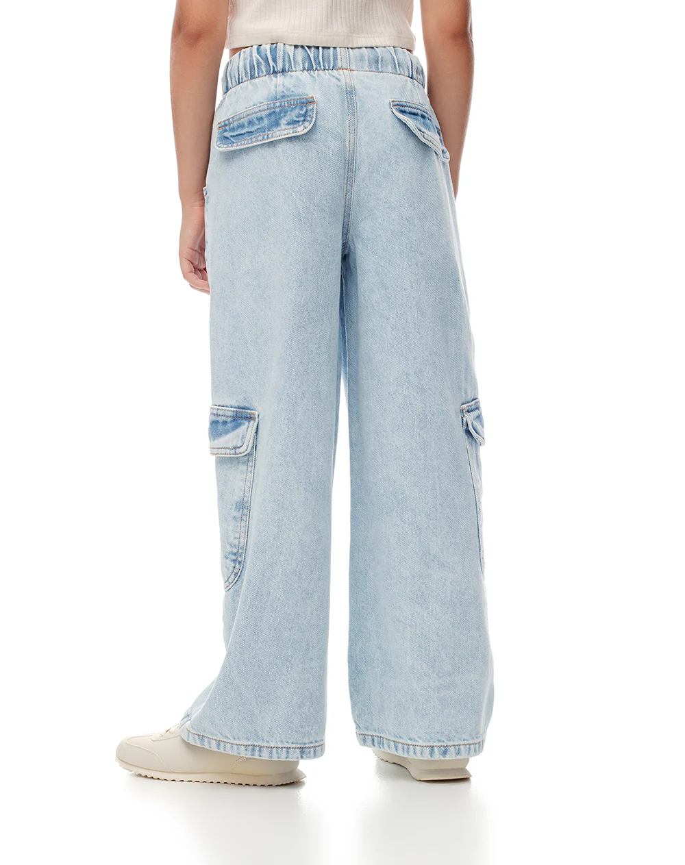 Jean cargo wide leg tiro alto índigo claro niña - Image 2
