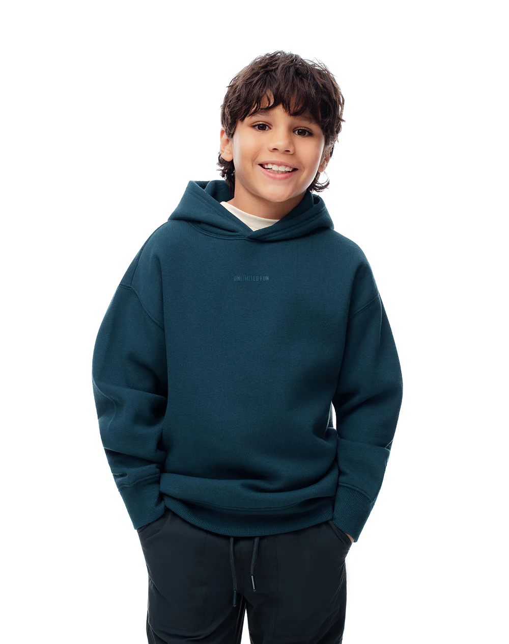 Buzo tipo hoddie verde niño