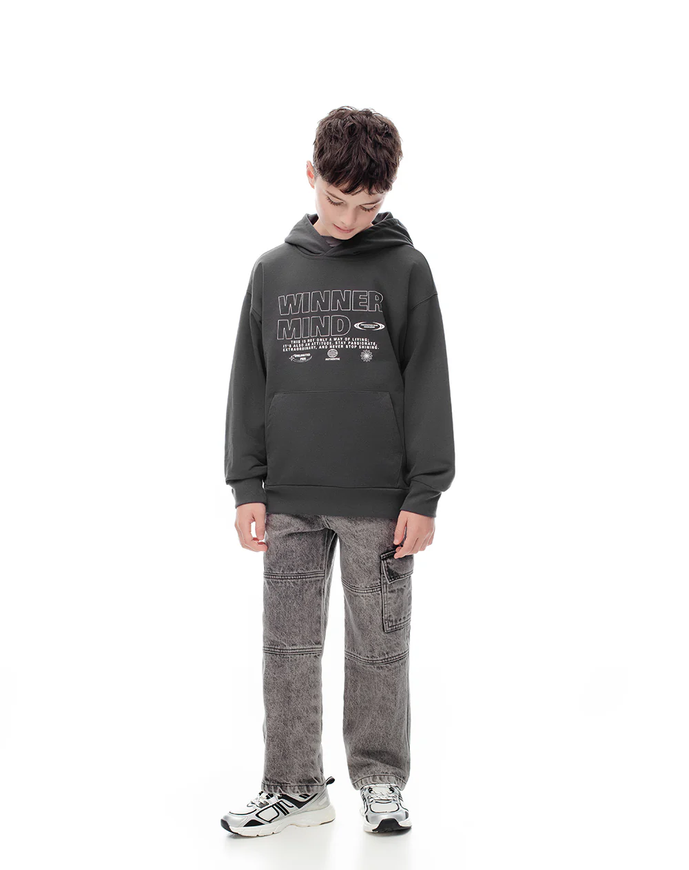 Buzo tipo hoddie gris niño - Image 3