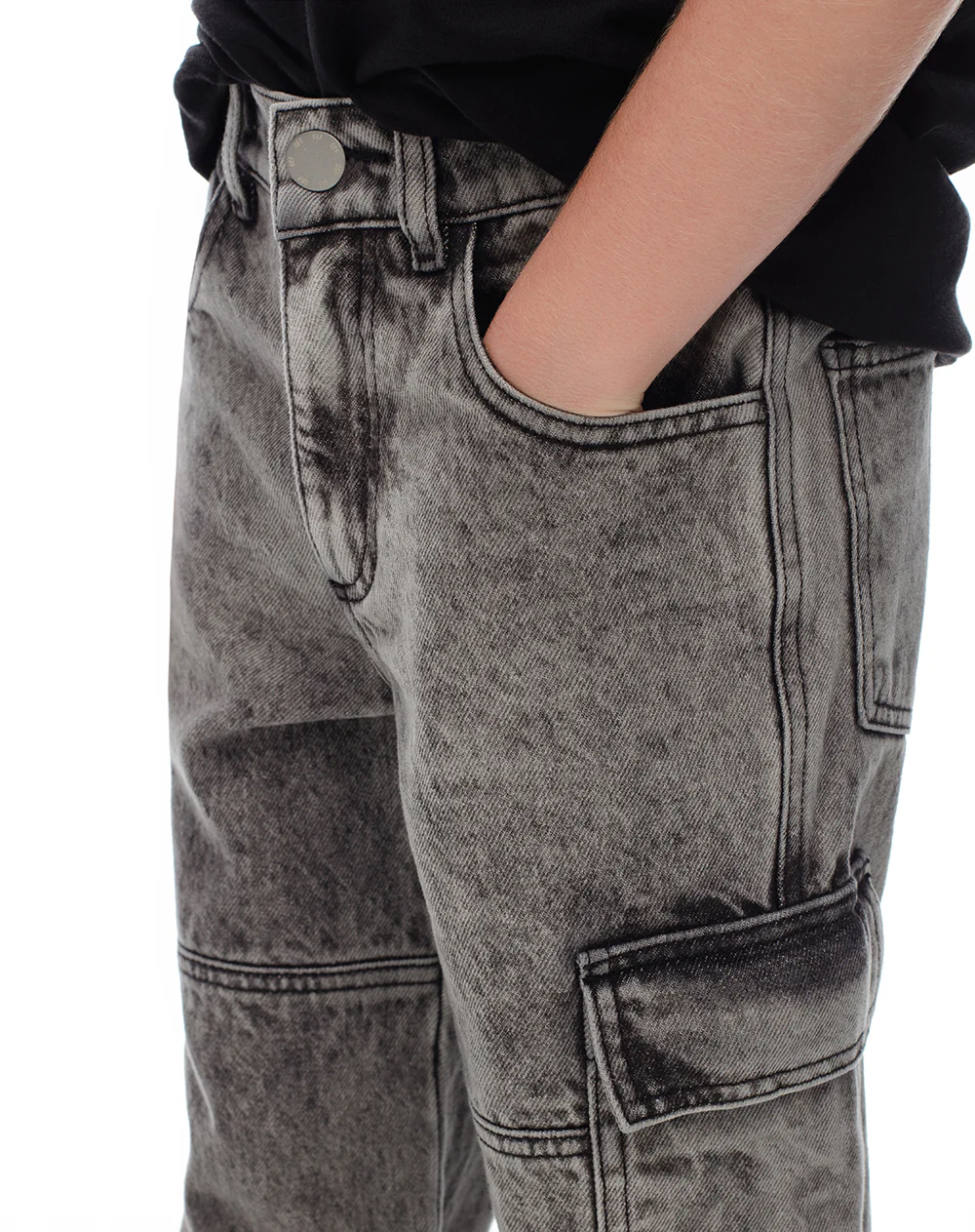 Jean cargo gris niño - Image 3