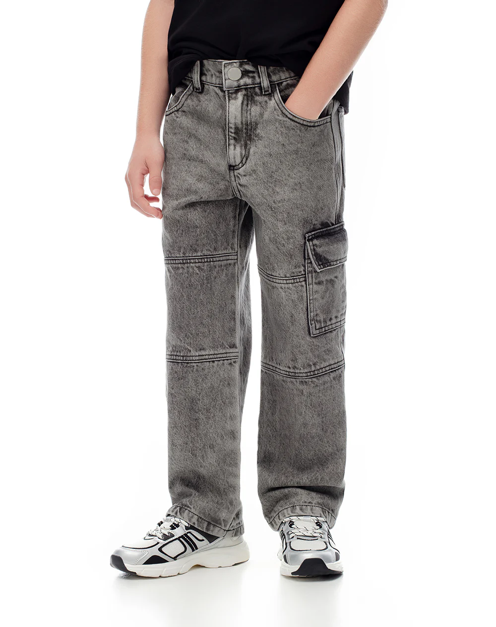 Jean cargo gris niño - Image 4