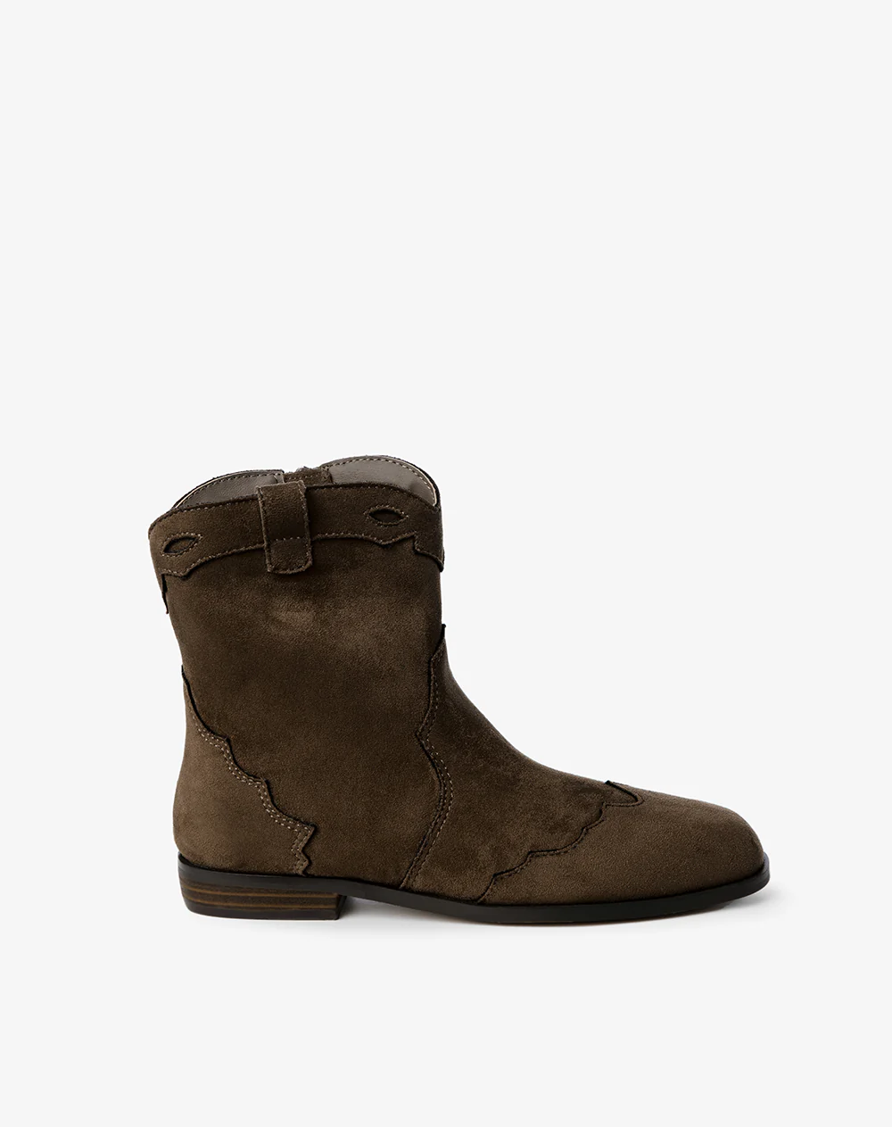 Botas tipo cowboy gamuzadas café niña - Image 2