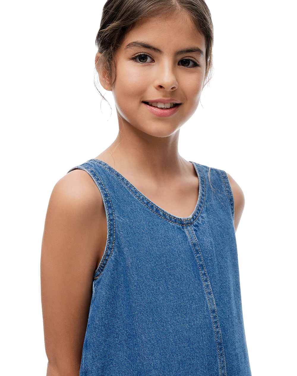 Vestido recto corto índigo medio niña - Image 4