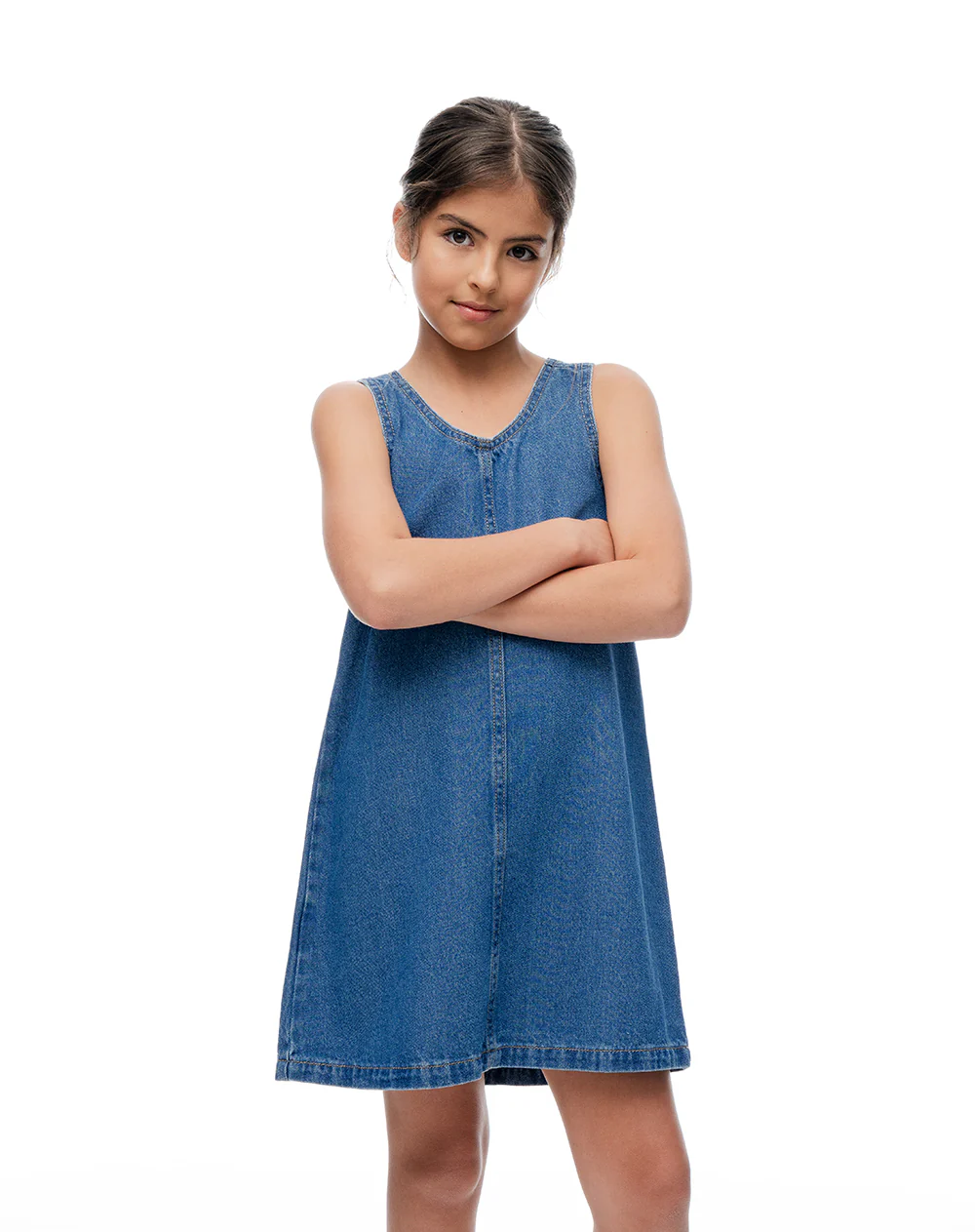 Vestido recto corto índigo medio niña - Image 6