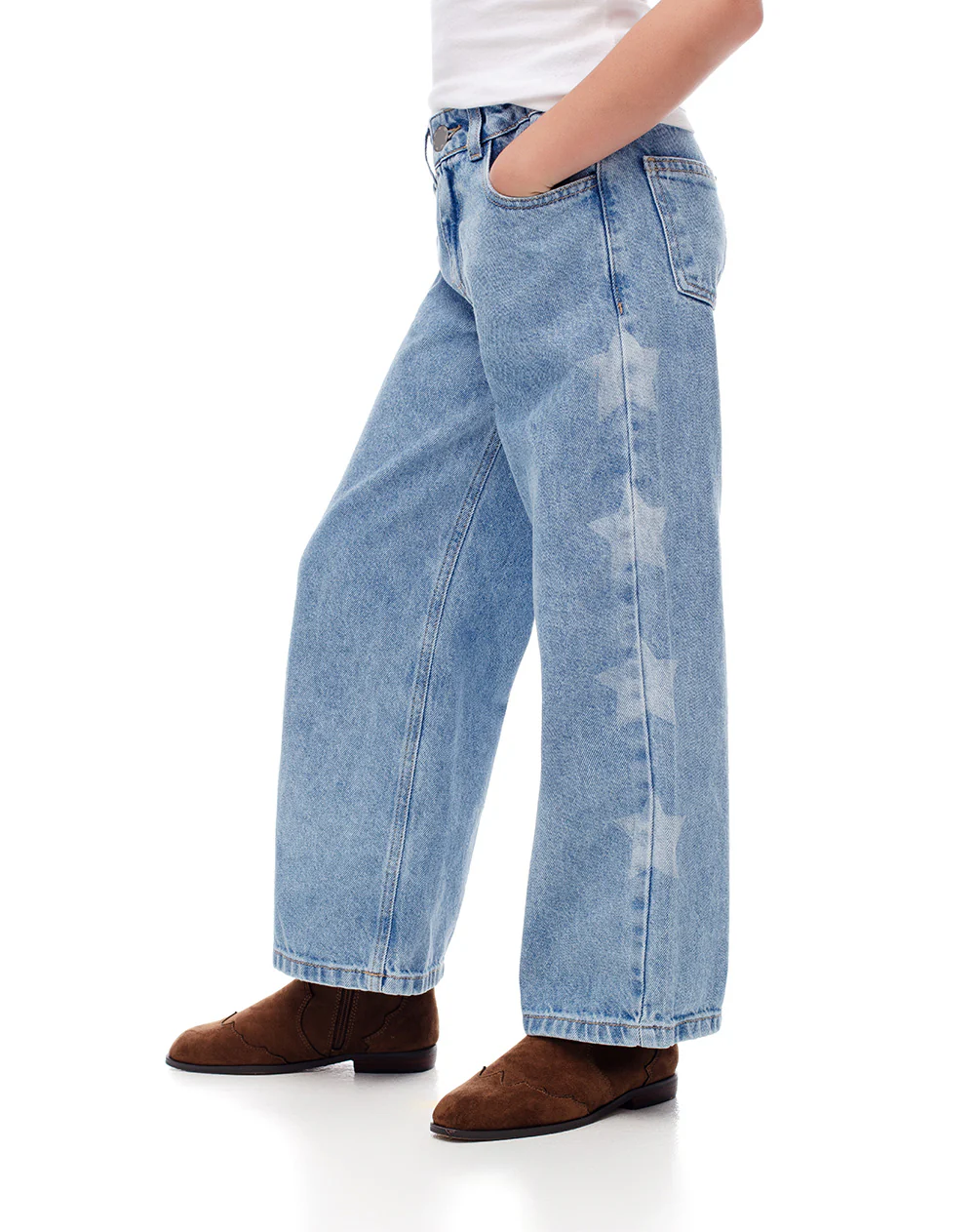 Jean wide leg tiro alto índigo medio niña - Image 3