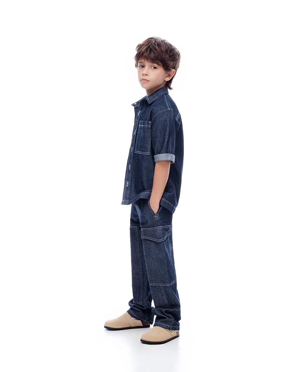 Jean baggy tiro medio índigo oscuro niño