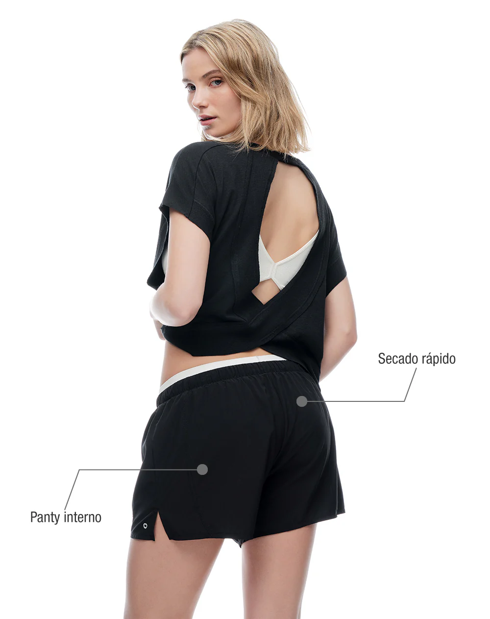 Short deportivo panty interno negro mujer - Image 2