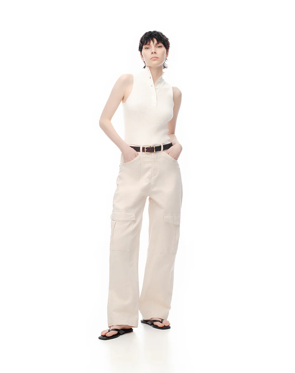 Camiseta esqueleto slim tejido de punto blanca mujer - Image 3