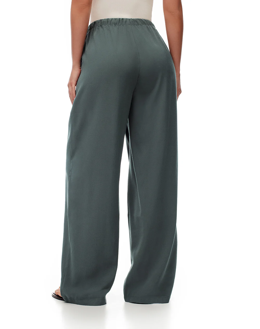 Pantalón wide leg tiro alto verde rayas mujer - Image 3
