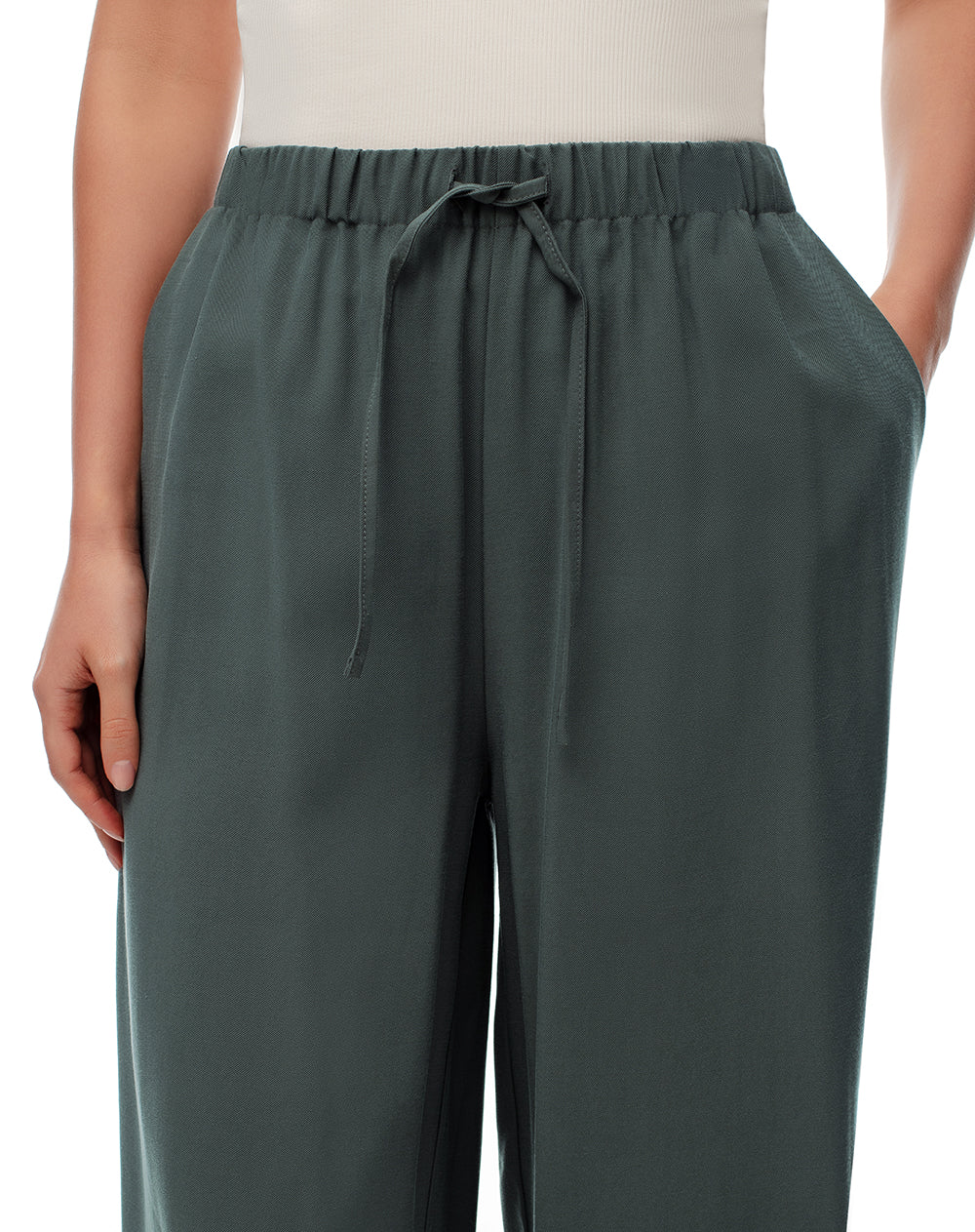 Pantalón wide leg tiro alto verde rayas mujer - Image 5