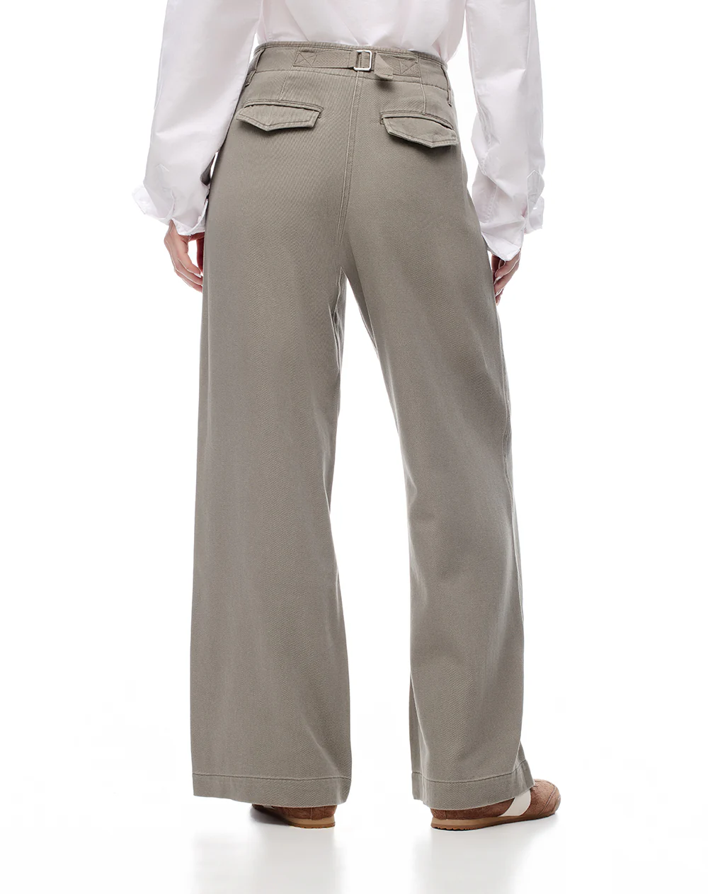 Pantalón wide leg tiro alto denim verde mujer - Image 4
