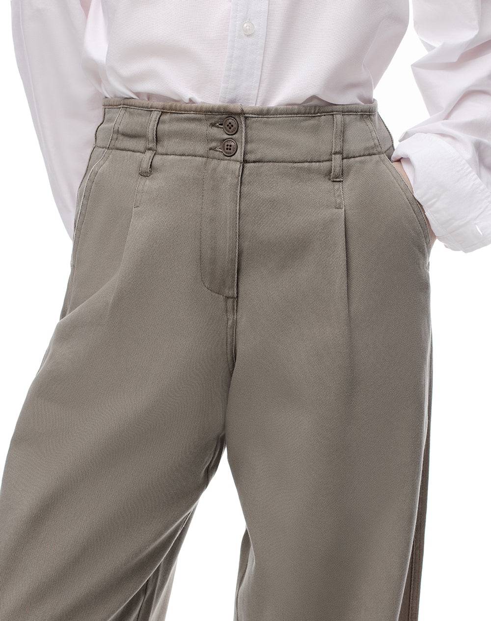 Pantalón wide leg tiro alto denim verde mujer - Image 5