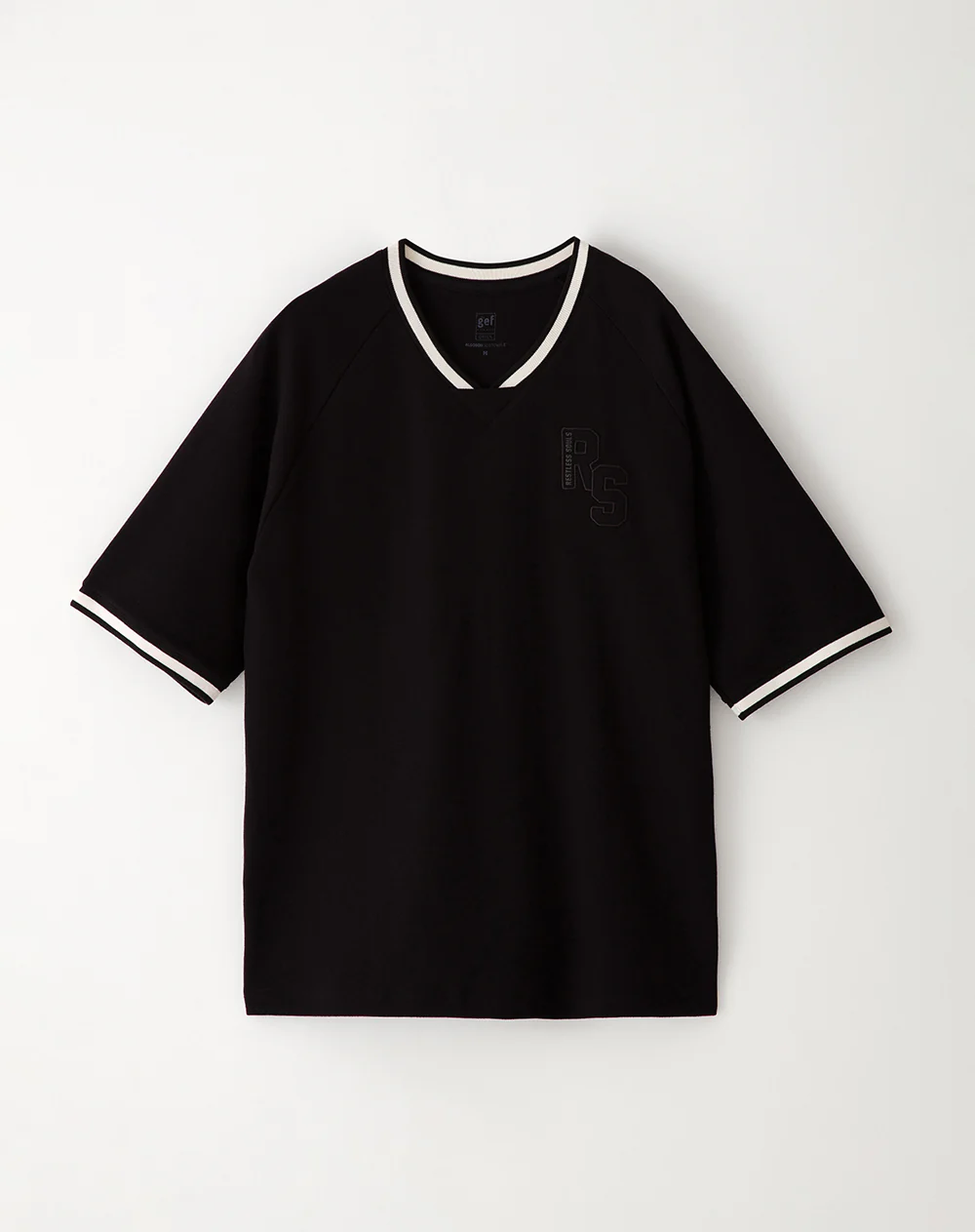 Camiseta regular algodón negra bordada hombre - Image 5