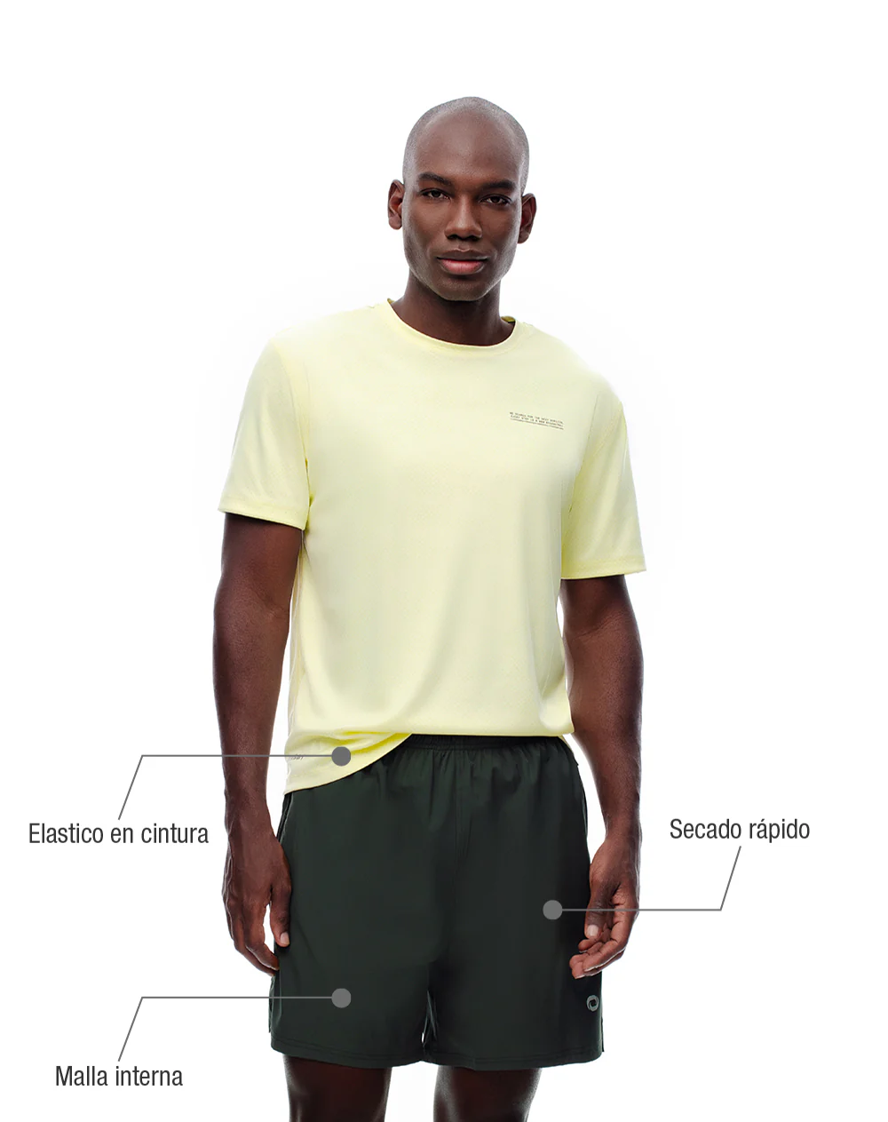 Pantaloneta deportiva malla interna verde hombre - Image 2
