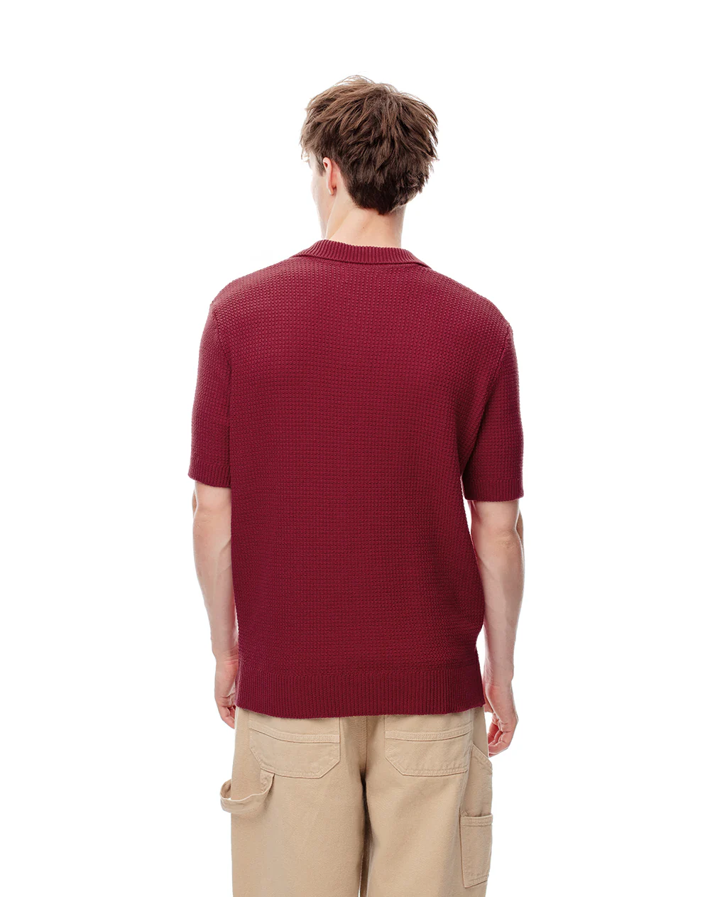 Polo regular tejido de punto algodón rojo hombre - Image 2