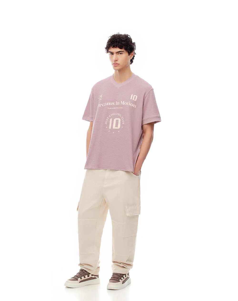 Camiseta oversize algodón palo rosa estampada hombre - Image 3