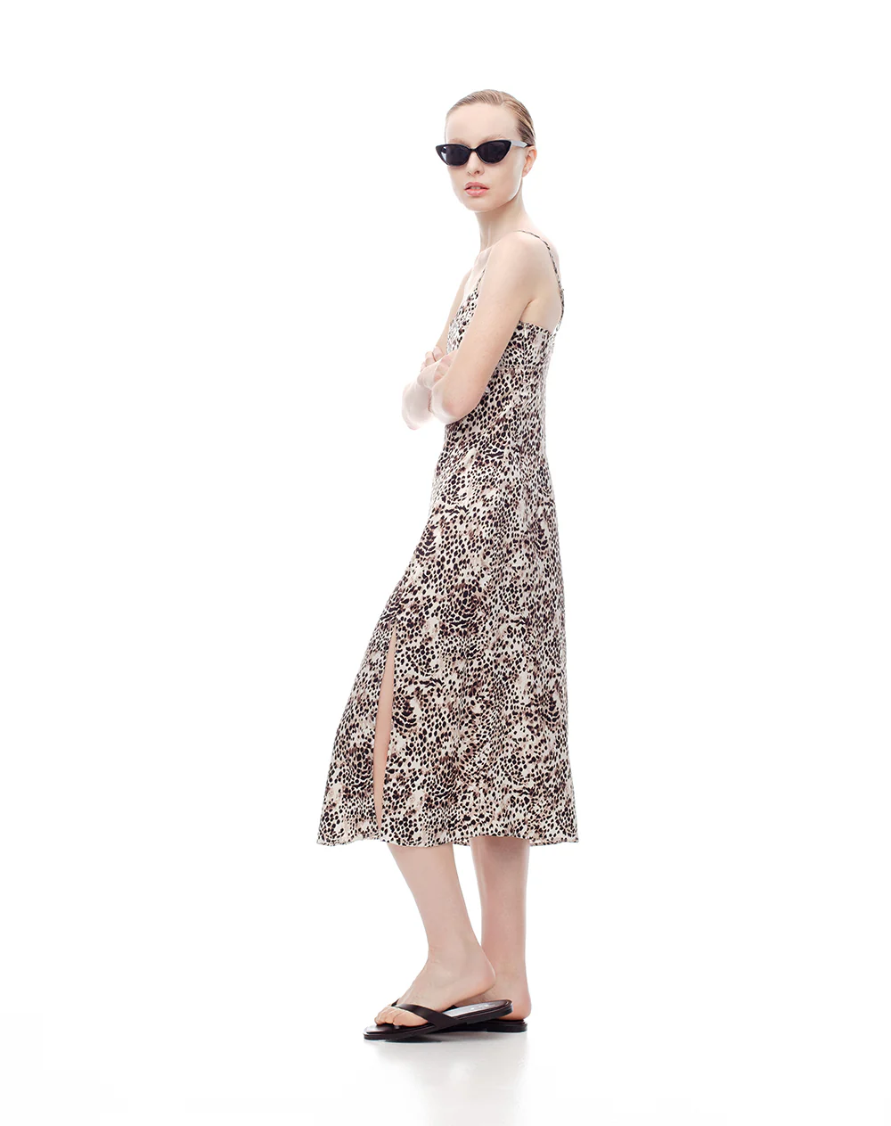 Vestido medi satinado print mujer - Image 5