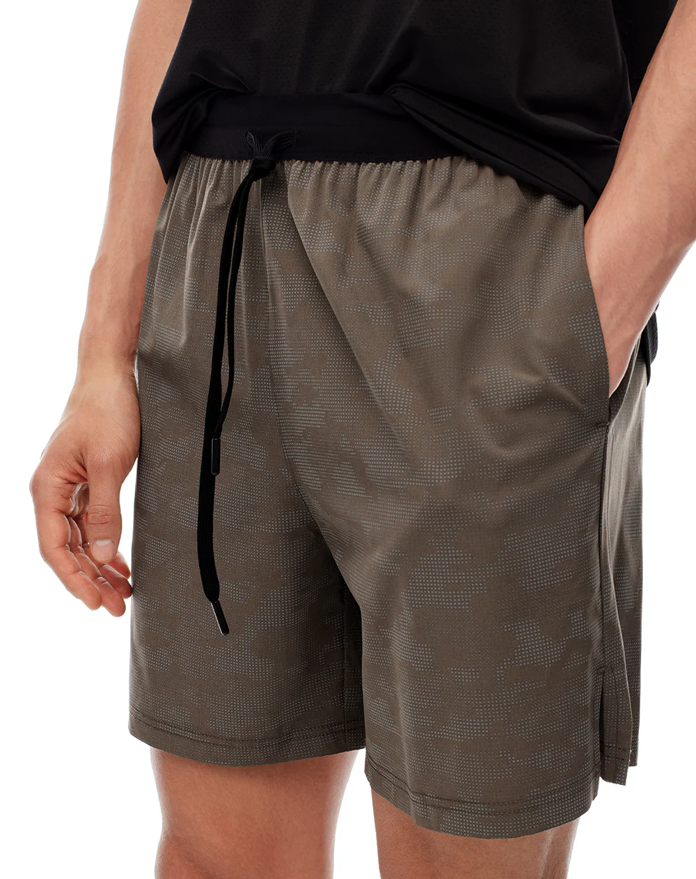 Pantaloneta deportiva malla interna café hombre - Image 3