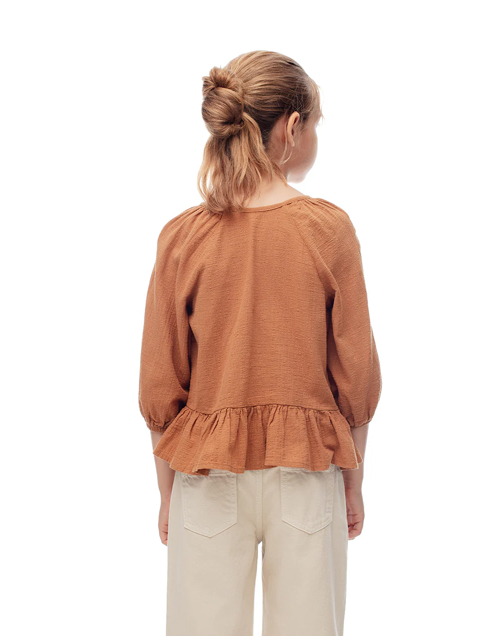 Blusa regular anudada algodón caramelo niña - Image 2