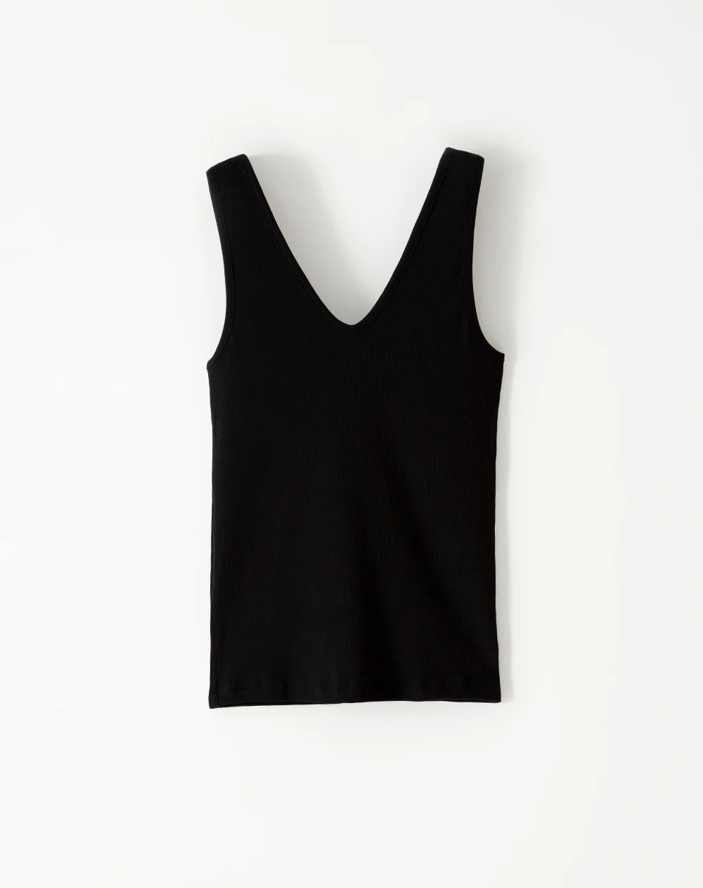 Camiseta manga sisa slim rib algodón negra mujer - Image 6