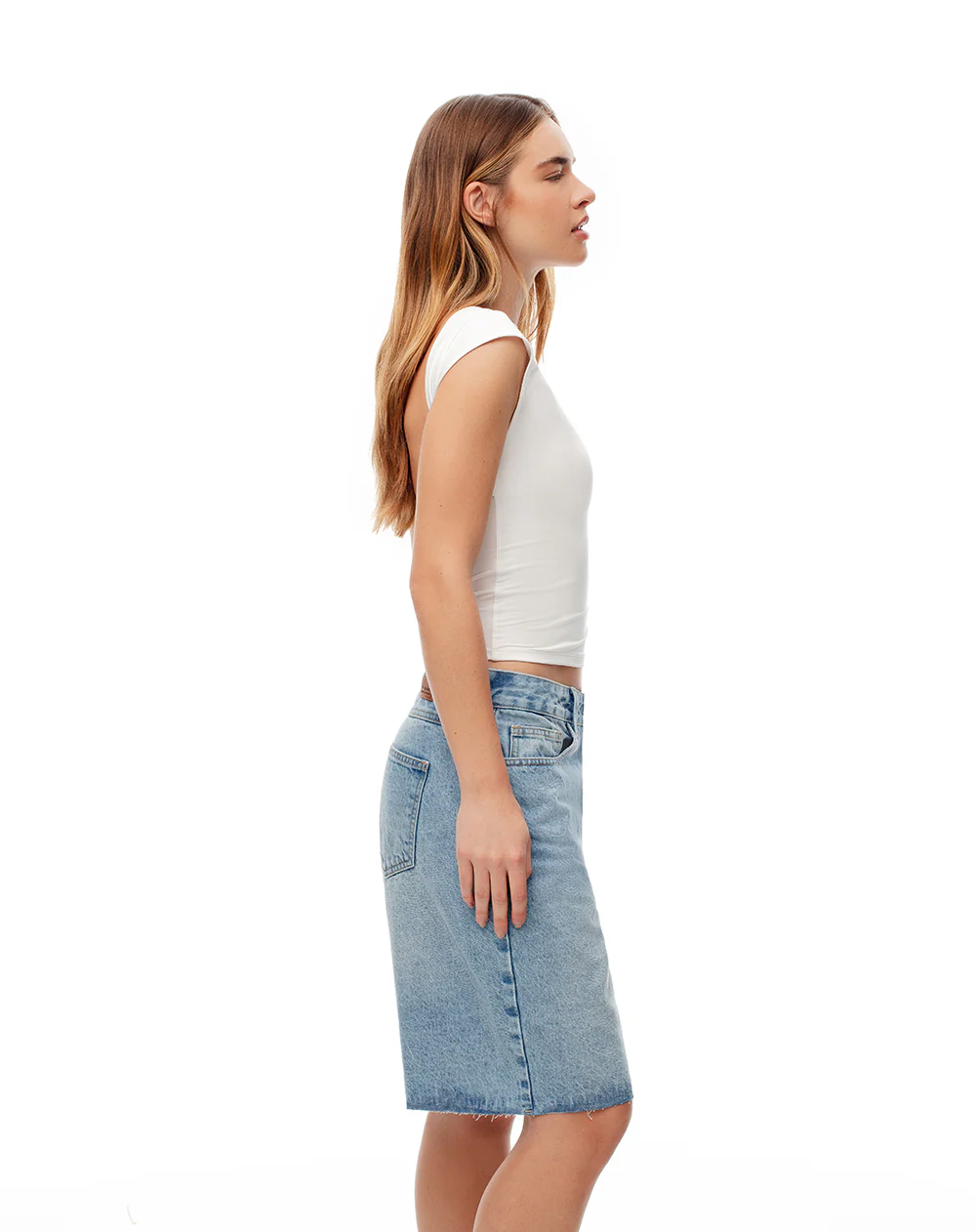 Bermuda regular tiro medio denim índigo medio mujer - Image 2