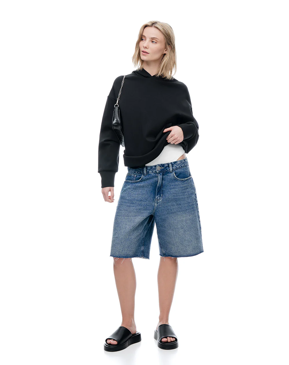 Bermuda regular tiro medio denim índigo medio mujer - Image 5