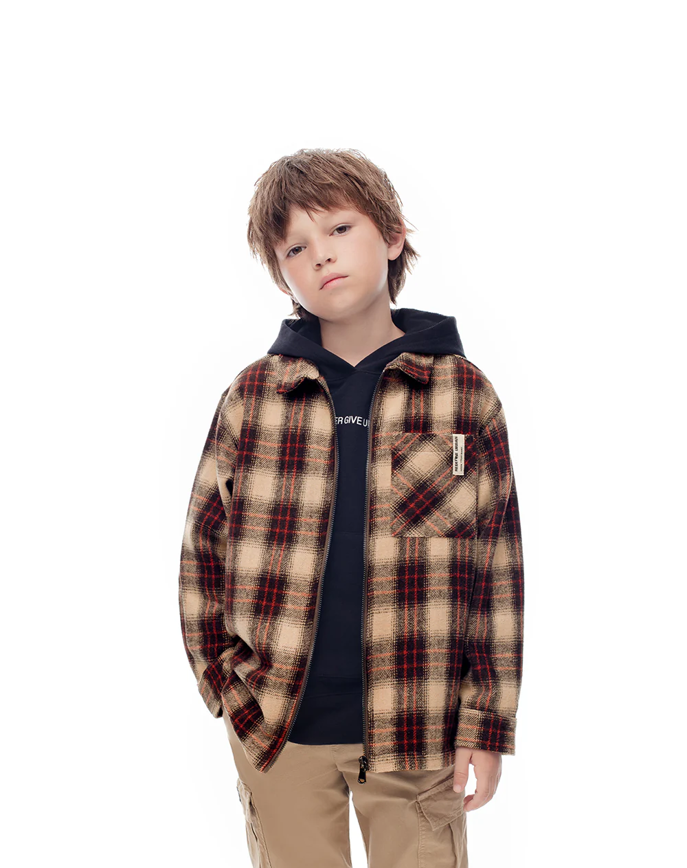 Camisa manga larga regular cuadros niño