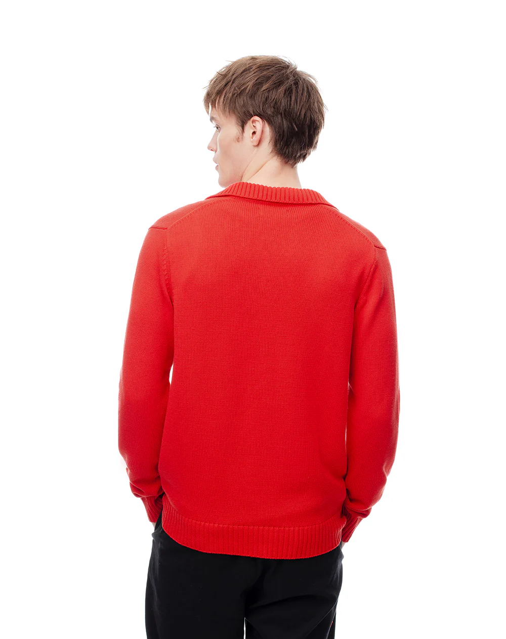 Buzo tipo polo regular tejido de punto rojo hombre - Image 2