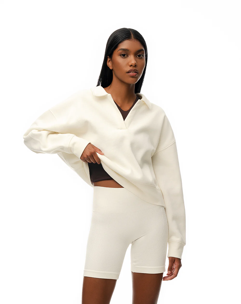 Biker deportivo seamless blanco mujer - Image 3